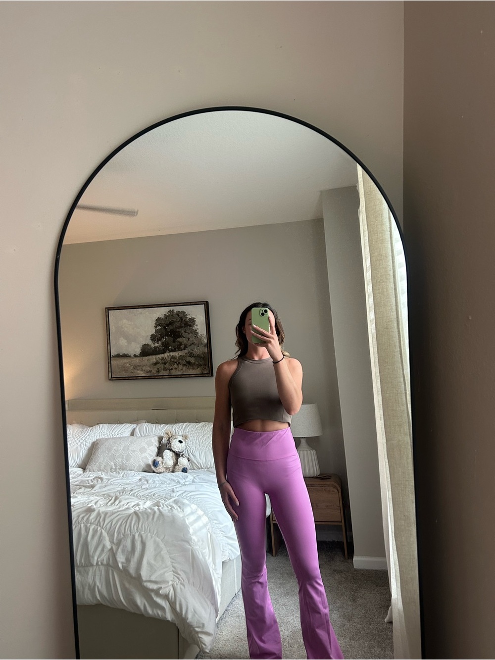 all in motion Pink Flared Leggings with Brown Cropped Tank